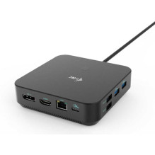 I-Tec USB-C HDMI dvigubo DP prijungimo stotelė su maitinimo šaltiniu 100W