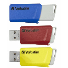 Verbatim 3 x 16GB Parduotuvė ''n'' Spustelėkite USB 3.2 Blue / raudona / geltona