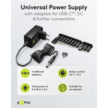 Goobay Universal Power Supply 3 V - 12 V Max. 3.6 W / 0.3 A (65592) Goobay Universal Power Supply 3 V - 12 V Max. 3.6 W / 0.3 A (65592)