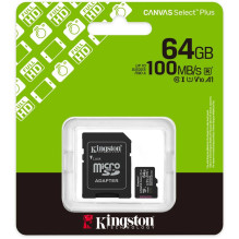 „Kingston“ 64 GB „Canvas Select Plus“ microSDXC 10 klasės UHS-I atmintis, SDCS3 / 64 GB „Kingston“ 64 GB „Canvas Select Plus“ microSDXC 10 klasės UHS-I atmintis, SDCS3 / 64 GB