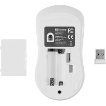 Sandberg 331-05 belaidė pelė, taupanti energiją, balta, kairė + dešinė, USB-A
