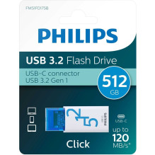 Philips 512GB USB 3.2 Click Ocean Blue FM51FD175B / 00 Philips 512GB USB 3.2 Click Ocean Blue FM51FD175B / 00