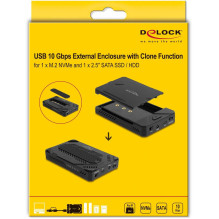 DELOCK korpusas M.2 / 2,5" SATA USB 3.2 juodas 42020 DELOCK korpusas M.2 / 2,5" SATA USB 3.2 juodas 42020