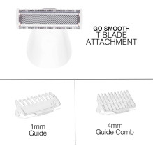 Rio SHTR-EU / 1.3 Go Smooth 4-In-1 moteriškas skustuvas ir bikinio zonos kirptuvas, baltas