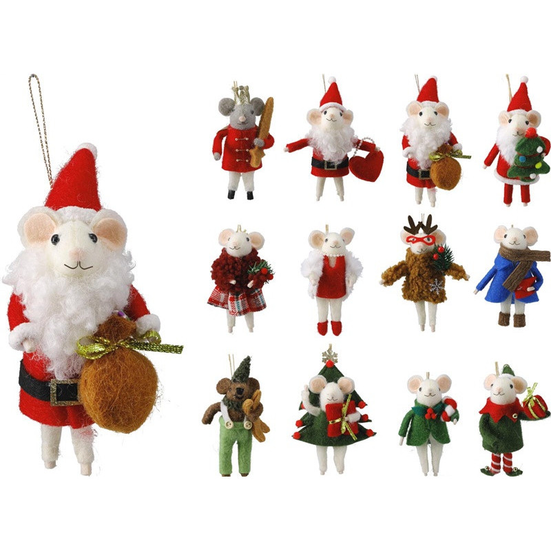 Christmas Tree toy Mouse, various colours, 12 cm