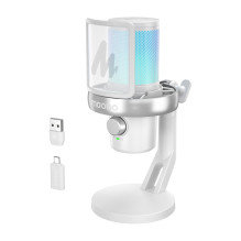 Mikrofonas - Maono DM40 Pro Belaidis Daugiakryptis Kondensatorinis 48 kHz / 24 bitų AI Balso Keitimas USB-C RGB Baltas