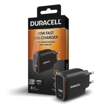 Sieninis Įkroviklis - Duracell 20 W USB-C + USB-A ES Sieninis Įkroviklis Sieninis Įkroviklis - Duracell 20 W USB-C + USB-A ES Sieninis Įkroviklis