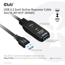 Club3D USB 3.2 A Verlängerungskabel 5m aktiv 5 Gbps St / Bu