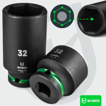 Set of long impact sockets 35 pieces 1 / 2" hexagonal WUBER