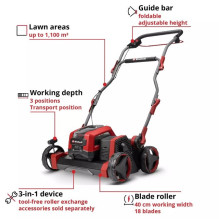 Skarifikatorius - EINHELL GP-SC 36 / 40 Li BL-Solo, 35 cm, 16 Peilių, Juodas, Raudonas Skarifikatorius - EINHELL GP-SC 36 / 40 Li BL-Solo, 35 cm, 16 Peilių, Juodas, Raudonas