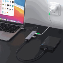 Ugreen šakotuvas CM473 USB-A pilkas Ugreen šakotuvas CM473 USB-A pilkas
