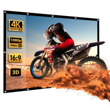 Maclean MC-980 Projection Screen, 84", 177x99cm, 25mm 16:9 Border, Tension Hooks, White