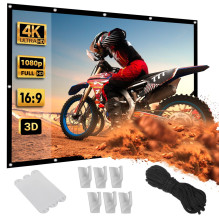 Maclean MC-980 Projection Screen, 84", 177x99cm, 25mm 16:9 Border, Tension Hooks, White