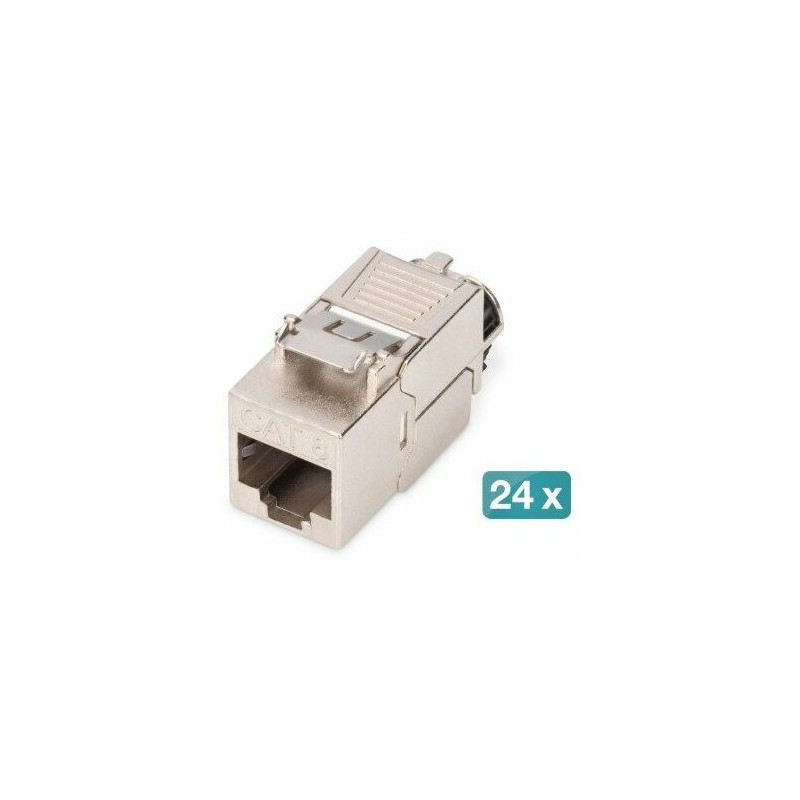 Keystone modulis Cat. 8.1 ekranizuotas 24 vnt. sidabrinis be įrankių montavimo jungtis