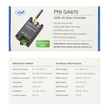 GSM 4G PNI GA670 relay for controlling garage doors, gates, barriers GSM 4G PNI GA670 relay for controlling garage doors, gates, barriers