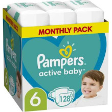 Pampers Active Baby Nappies, Size 6, 128 Diapers, 13kg-18kg Pampers Active Baby Nappies, Size 6, 128 Diapers, 13kg-18kg