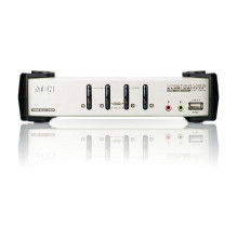 DATA KVM Desktop Switch 4-Port USB - PS / 2 VGA KVM Switch with Audio &amp; USB 2.0 Hub (KVM Cables included) ATEN