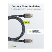Goobay Plus DisplayPort 2.0 / 2.1 Kabel, 16K @ 60Hz, 80 Gbit / s (grau, 3 Meter) Goobay Plus DisplayPort 2.0 / 2.1 Kabel, 16K @ 60Hz, 80 Gbit / s (grau, 3 Meter)