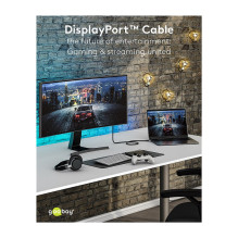Goobay Plus DisplayPort 2.0 / 2.1 Kabel, 16K @ 60Hz, 80 Gbit / s (grau, 3 Meter) Goobay Plus DisplayPort 2.0 / 2.1 Kabel, 16K @ 60Hz, 80 Gbit / s (grau, 3 Meter)