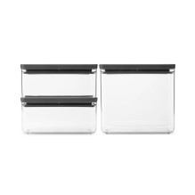 brabantia Tasty+ Stackable Canister, Set of 3 - 2x1.5 litre and 1x3.5 litre Dark Gray brabantia Tasty+ Stackable Canister, Set of 3 - 2x1.5 litre and 1x3.5 litre Dark Gray