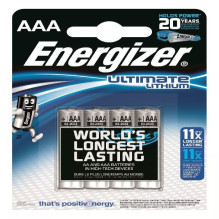 Energizer ENERGIZER Ultimate Lithium AAA L92 1.5V 4 vnt. Energizer ENERGIZER Ultimate Lithium AAA L92 1.5V 4 vnt.