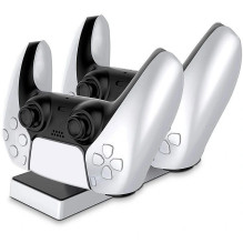 CP CP PS5 Dviejų prievadų įkrovimo stotelė „Play Station 5“ konsolėms su USB-C ir LED Šviesiai juoda