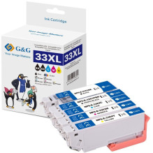 Rašalo kasetės G&amp;G XL 5 vnt. Epson 33XL / T3357
