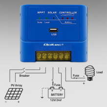 Qoltec 53671 Solar charge controller MPPT 15A for powering DC consumers and charging batteries 12V / 24V , LiFePO4 Qoltec 53671 Solar charge controller MPPT 15A for powering DC consumers and charging batteries 12V / 24V , LiFePO4