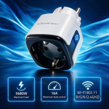 Qoltec 52710 Smart Wi Google Fi lizdas 16A, laikmatis, energijos skaitiklis, Tuya, Smart Life, Amazon Alexaant Qoltec 52710 Smart Wi Google Fi lizdas 16A, laikmatis, energijos skaitiklis, Tuya, Smart Life, Amazon Alexaant