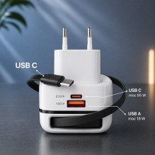 Qoltec 51784 GaN 65W charger , 5-20V , 3-3.25A , USB-C PD PPS