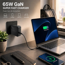 Qoltec 51778 GaN 65W charger , 5-21V , 3-3.25A , USB-C PD PPS