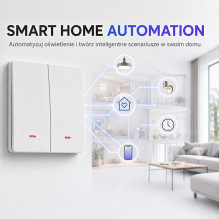 Qoltec 52706 Smart 2-Gang Šviesa Switch, Wi-Fi, laikmatis, Tuya, Smart gyvenimas, balta