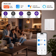 Qoltec 52706 Smart 2-Gang Light Switch , Wi-Fi , Timer , Tuya , Smart life , White Qoltec 52706 Smart 2-Gang Light Switch , Wi-Fi , Timer , Tuya , Smart life , White