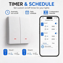 Qoltec 52706 Smart 2-Gang Light Switch , Wi-Fi , Timer , Tuya , Smart life , White Qoltec 52706 Smart 2-Gang Light Switch , Wi-Fi , Timer , Tuya , Smart life , White