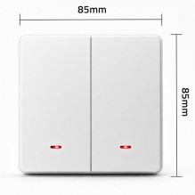 Qoltec 52706 Smart 2-Gang Šviesa Switch, Wi-Fi, laikmatis, Tuya, Smart gyvenimas, balta
