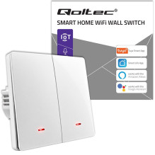 Qoltec 52706 Smart 2-Gang Light Switch , Wi-Fi , Timer , Tuya , Smart life , White Qoltec 52706 Smart 2-Gang Light Switch , Wi-Fi , Timer , Tuya , Smart life , White