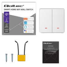 Qoltec 52706 Smart 2-Gang Light Switch , Wi-Fi , Timer , Tuya , Smart life , White Qoltec 52706 Smart 2-Gang Light Switch , Wi-Fi , Timer , Tuya , Smart life , White
