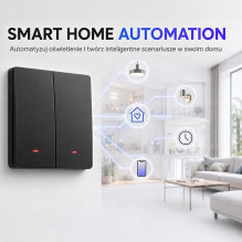 Qoltec 52708 Smart 2-Gang Light Switch , Wi-Fi , Timer , Tuya , Smart life , Black
