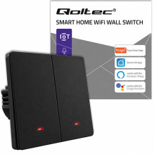 Qoltec 52708 Smart 2-Gang Light Switch , Wi-Fi , Timer , Tuya , Smart life , Black