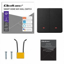 Qoltec 52708 Smart 2-Gang Light Switch , Wi-Fi , Timer , Tuya , Smart life , Black