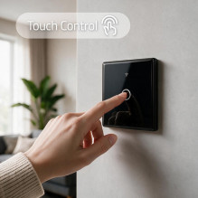Qoltec 52711 Smart Touch 1-Gang Light Switch , Wi-Fi , Timer , Tuya , Smart Life , Tempered Glass , Black Qoltec 52711 Smart Touch 1-Gang Light Switch , Wi-Fi , Timer , Tuya , Smart Life , Tempered Glass , Black
