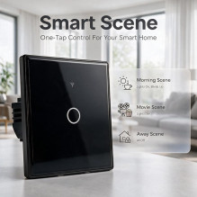 Qoltec 52711 Smart Touch 1-Gang Šviesa Switch, Wi-Fi, laikmatis, Tuya, Smart, Tempered Glass Qoltec 52711 Smart Touch 1-Gang Šviesa Switch, Wi-Fi, laikmatis, Tuya, Smart, Tempered Glass