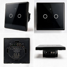 Qoltec 52712 Smart Touch 2-Gang Šviesa Switch, Wi-Fi, laikmatis, Tuya, Smart, Tempered Glass