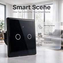 Qoltec 52712 Smart Touch 2-Gang Šviesa Switch, Wi-Fi, laikmatis, Tuya, Smart, Tempered Glass