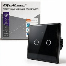 Qoltec 52712 Smart Touch 2-Gang Šviesa Switch, Wi-Fi, laikmatis, Tuya, Smart, Tempered Glass