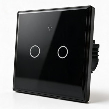Qoltec 52712 Smart Touch 2-Gang Šviesa Switch, Wi-Fi, laikmatis, Tuya, Smart, Tempered Glass
