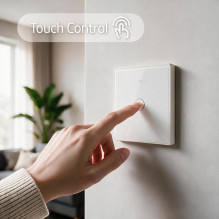 Qoltec 52715 Smart Touch 1-Gang Šviesa Switch, Wi-Fi, laikmatis, Tuya, Smart, Tempered Glass balta Qoltec 52715 Smart Touch 1-Gang Šviesa Switch, Wi-Fi, laikmatis, Tuya, Smart, Tempered Glass balta
