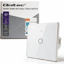 Qoltec 52715 Smart Touch 1-Gang Šviesa Switch, Wi-Fi, laikmatis, Tuya, Smart, Tempered Glass balta Qoltec 52715 Smart Touch 1-Gang Šviesa Switch, Wi-Fi, laikmatis, Tuya, Smart, Tempered Glass balta