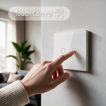 Qoltec 52716 Smart Touch 2-Gang Light Switch , Wi-Fi , Timer , Tuya , Smart Life , Tempered Glass , White Qoltec 52716 Smart Touch 2-Gang Light Switch , Wi-Fi , Timer , Tuya , Smart Life , Tempered Glass , White