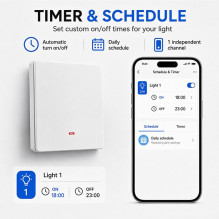 Qoltec 52719 Smart 1-Gang Light Switch , Wi-Fi , Timer , Tuya , Smart life , White